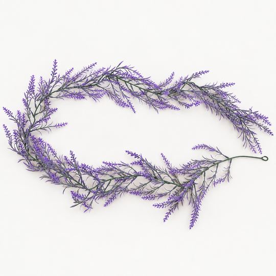 Artificial Plant Decorative Lavender Garland, Delicate Appearance, 185cm, 122 Branches, Green and Purple, Set of 2