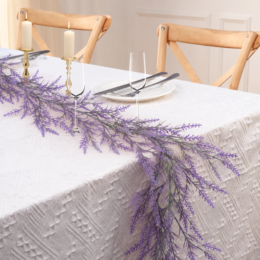 Artificial Plant Decorative Lavender Garland, Delicate Appearance, 185cm, 122 Branches, Green and Purple, Set of 2