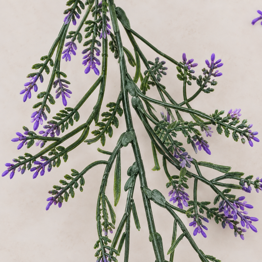Artificial Plant Decorative Lavender Garland, Natural Appearance, 185cm, 72 Branches, Green and Purple, Set of 2 Pieces