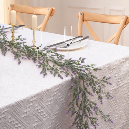 Artificial Plant Decorative Lavender Garland, Natural Appearance, 185cm, 72 Branches, Green and Purple, Set of 2 Pieces