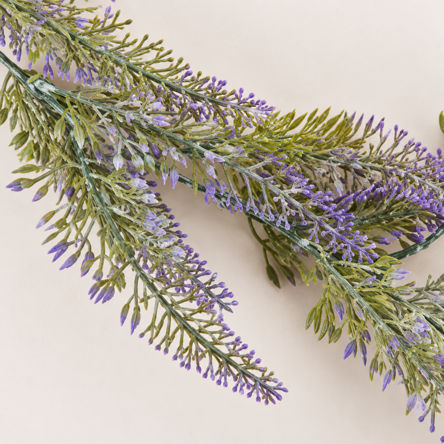 Artificial Plant Decorative Lavender Garland, Voluminous Appearance, 183cm, 72 Branches, Green and Purple, Set of 2 Pieces