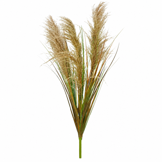 Artificial Plant Ornamental Grass, 120 cm, with 3 Wires, Reed and Grass, Dark Green and Brown, No Pot