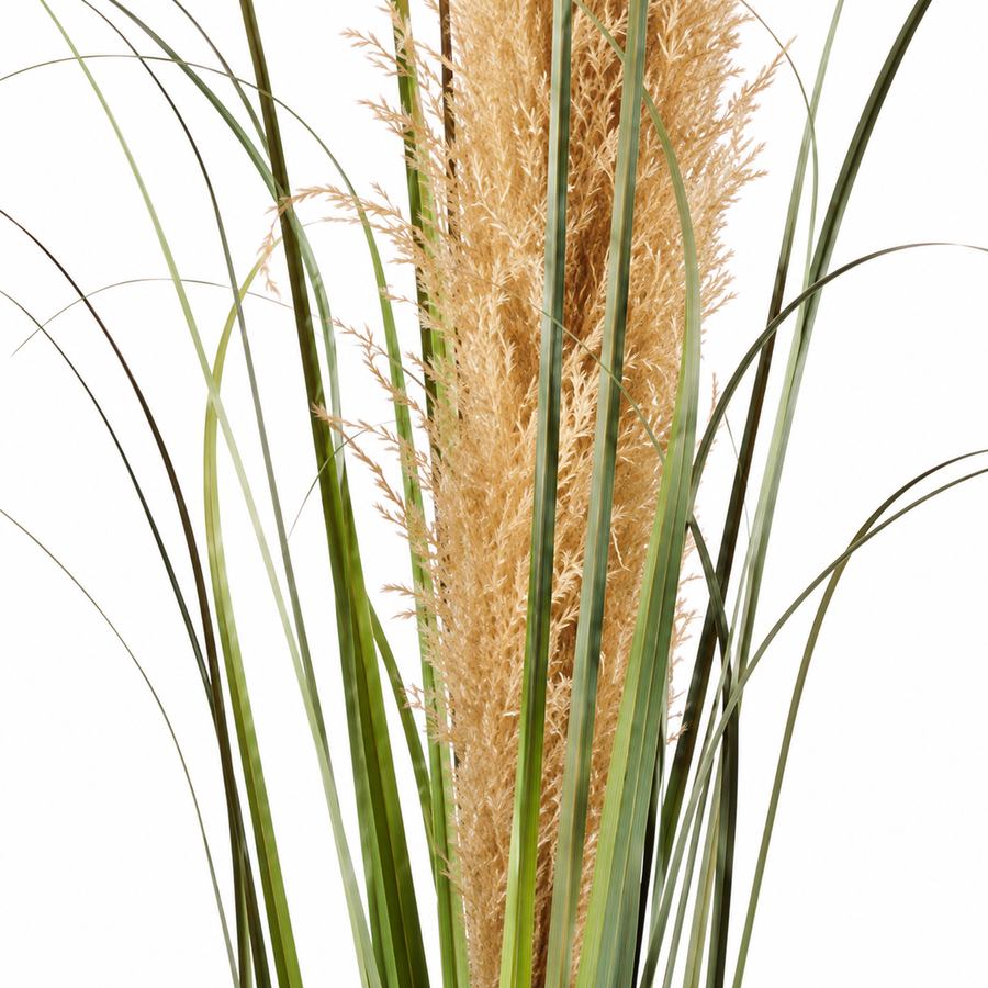 Artificial Plant Ornamental Grass, 140 cm, Reed and Grass, Green and Brown, No Pot
