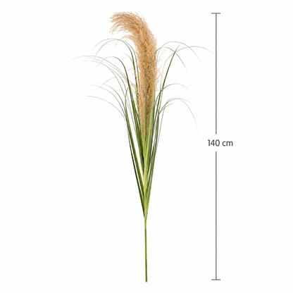 Artificial Plant Ornamental Grass, 140 cm, Reed and Grass, Green and Brown, No Pot