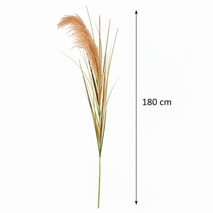 Artificial Plant Ornamental Grass, 180 cm, Reed and Grass, Green and Brown, No Pot