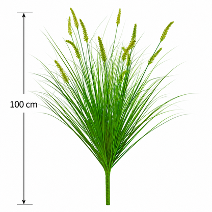 Artificial Fox Tail Type Ornamental Grass Plant, 100 cm, with 12 Spices, Green, No Pot