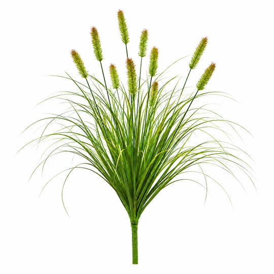 Artificial Fox Tail Type Ornamental Grass Plant, 100 cm, with 12 Spices, Green and Brown, No Pot