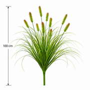 Artificial Fox Tail Type Ornamental Grass Plant, 100 cm, with 12 Spices, Green and Brown, No Pot