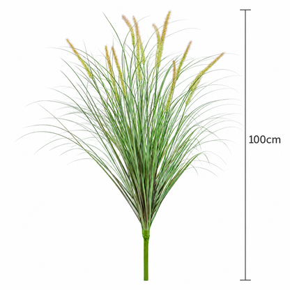Artificial Fox Tail Type Ornamental Grass Plant, 100 cm, with 12 Spices, Green and Pink, No Pot