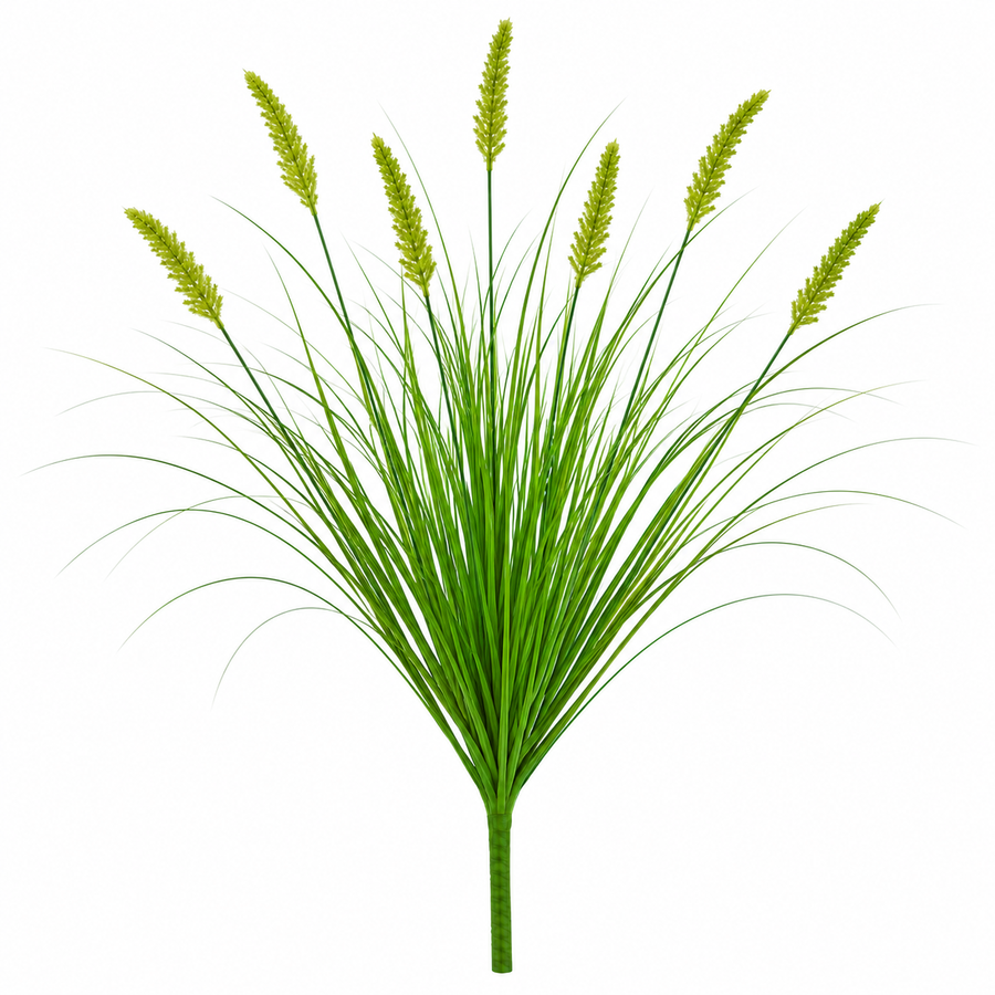Artificial Fox Tail Type Ornamental Grass Plant, 60 cm, with 7 Spices, Green, No Pot