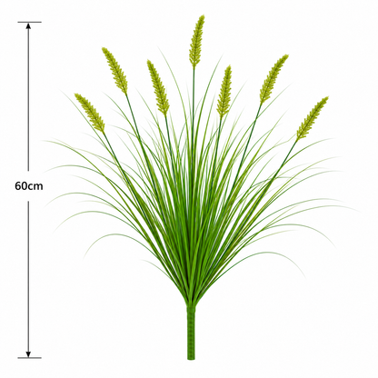 Artificial Fox Tail Type Ornamental Grass Plant, 60 cm, with 7 Spices, Green, No Pot