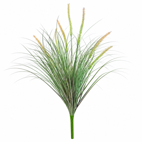 Artificial Fox Tail Type Ornamental Grass Plant, 60 cm, with 7 Spices, Green and Pink, No Pot