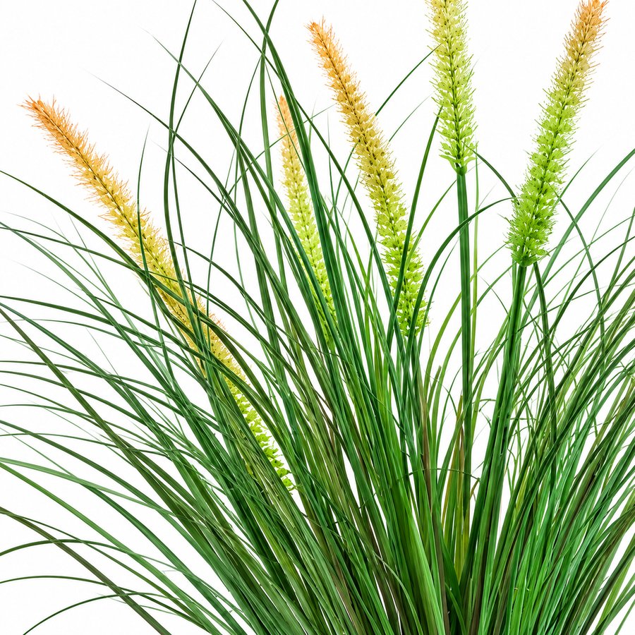 Artificial Fox Tail Type Ornamental Grass Plant, 60 cm, with 7 Spices, Green and Pink, No Pot