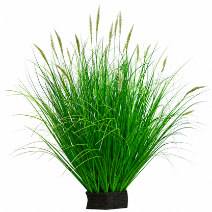 Artificial Foxtail Ornamental Grass Plant, 80 cm, with 33 Spices, Green and White, No Pot