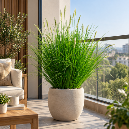 Artificial Foxtail Ornamental Grass Plant, 80 cm, with 33 Spices, Green and White, No Pot