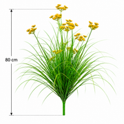 Artificial Plant Ornamental Grass Dill Type, 80 cm, with 9 Flowers, Green and Yellow, No Pot