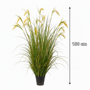 Artificial Plant Ornamental Grass Rice Spice Type, 150cm, with 17 Wires, Green and Yellow, No Pots