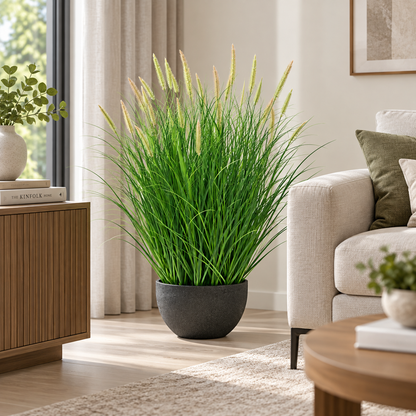 Artificial Plant, Foxtail Potted Ornamental Grass, 70 cm, with 25 Spices, Green and Pink