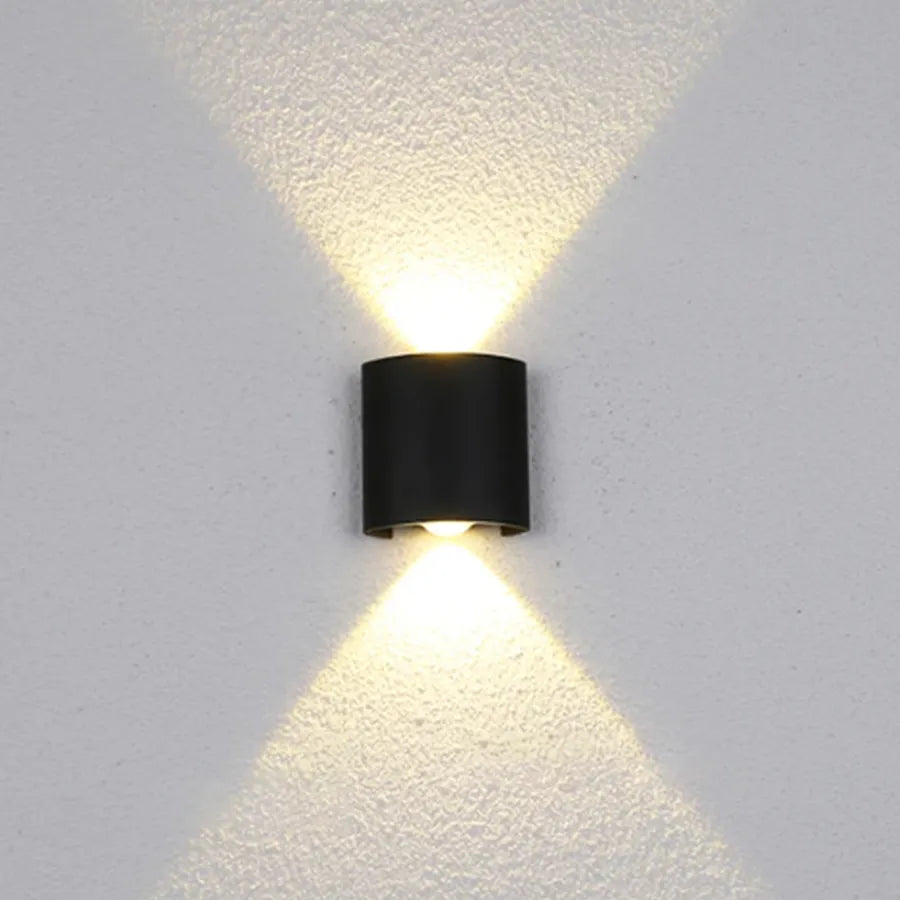 Fantas Outdoor and Indoor LED Wall Lamp, 2 Sources x 1W, IP65, Metallic, Black, 3000K