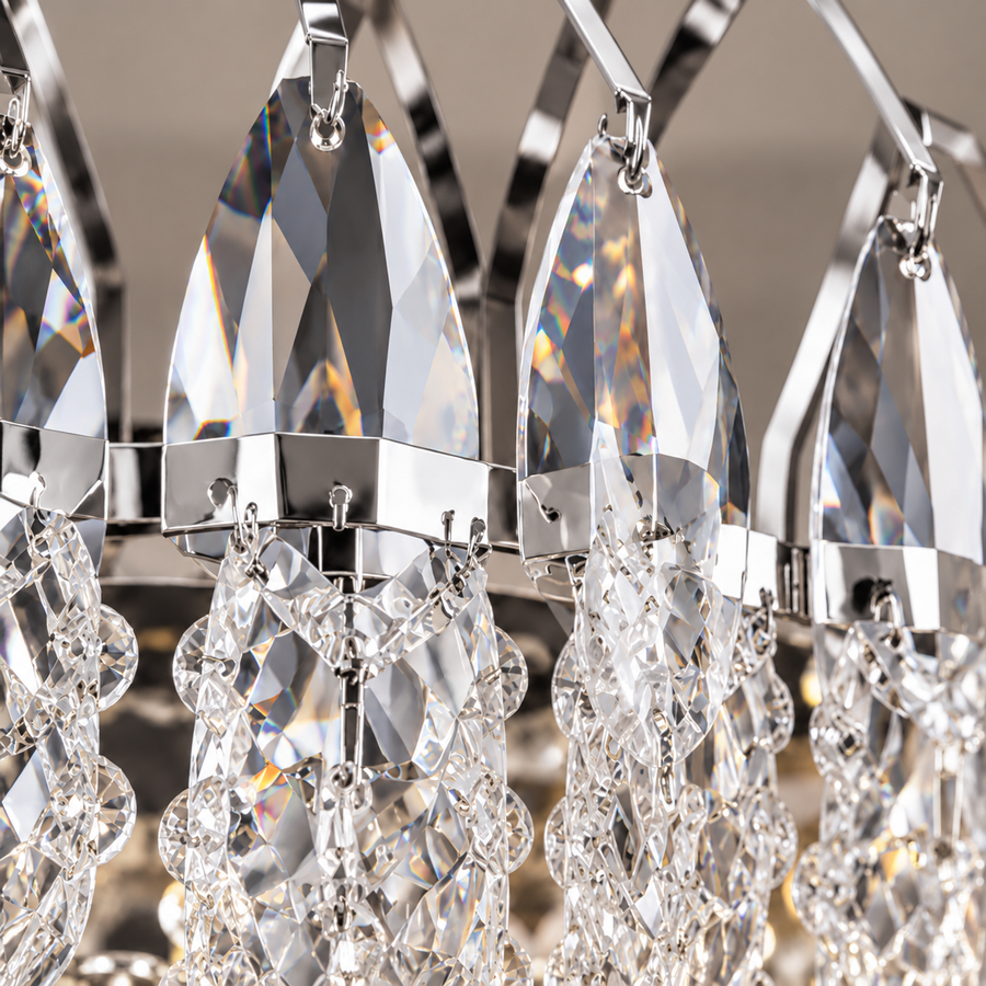 Crystal Chandelier MAJESTIC Magno 15x E14, Diameter 60cm, Shiny Chrome, Adjustable Height