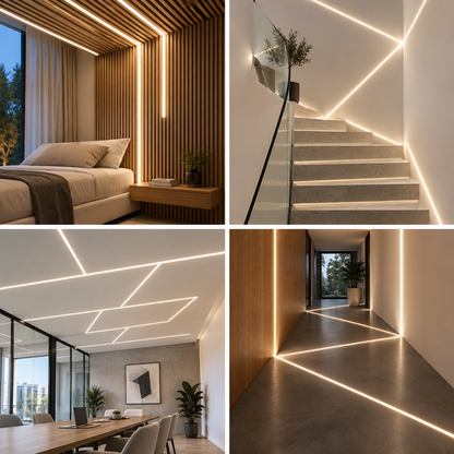 Profil din aluminiu incastrat pentru banda LED, Lungime 300cm, Alb