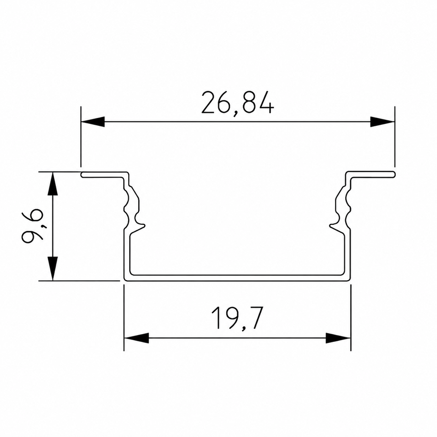 Profil din aluminiu incastrat pentru banda LED, Lungime 300cm, Alb