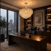 ERDENET Nobile Crystal Chandelier, 5xE14, Diameter 40 cm, Metal and Crystal, Shiny Gold, Adjustable Height