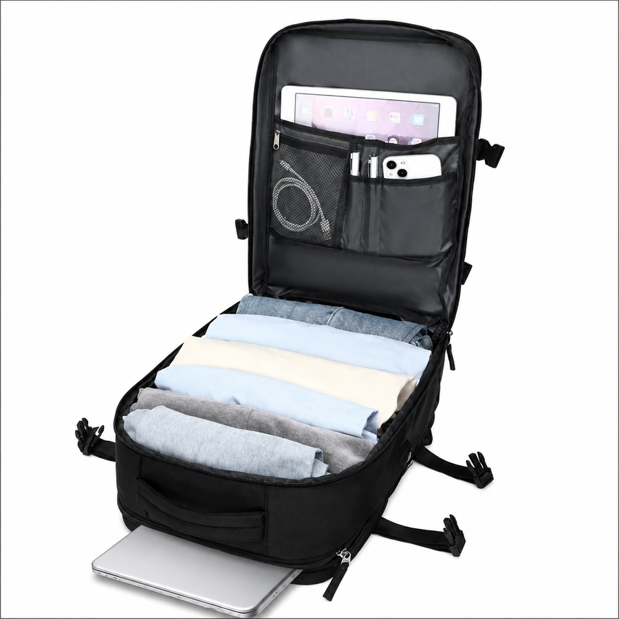 Travel Business Backpack ALMATY, With USB Port, 31x22x46cm Oxford, Black