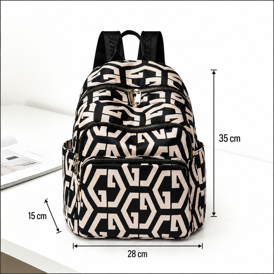 BUKHARA Travel Business Backpack, 28x15x35 cm, Oxford, Black and White