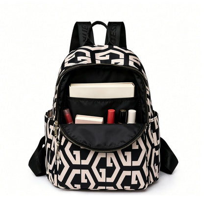 BUKHARA Travel Business Backpack, 28x15x35 cm, Oxford, Black and White