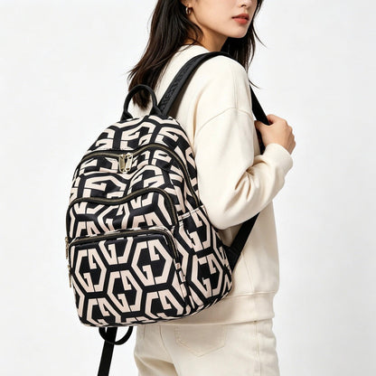 BUKHARA Travel Business Backpack, 28x15x35 cm, Oxford, Black and White