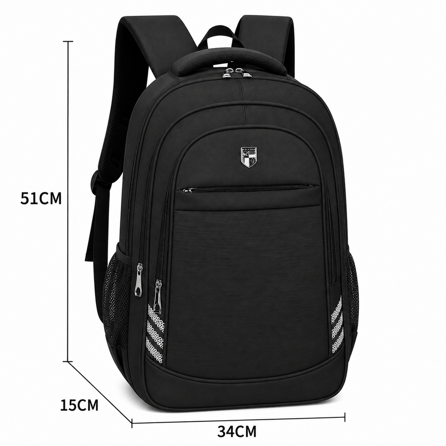 Rucsac Travel Business NAKHCHIVAN, 51x34x15 cm, Oxford, Negru si Alb