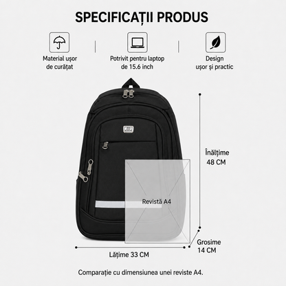 Rucsac Travel Business SHAKI, 48x33x14 cm, Oxford, Negru