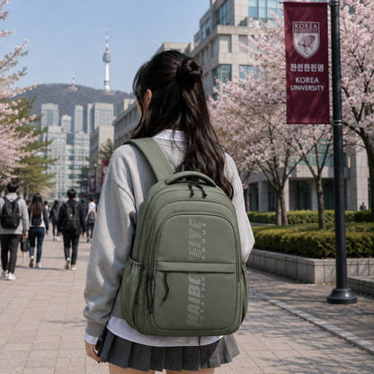 Rucsac de Scoala ANDIJAN, 49x34x19 cm, Oxford, Verde