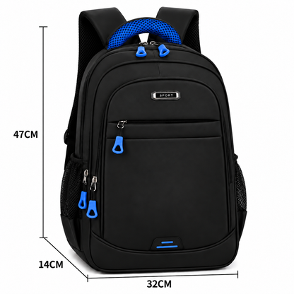 Rucsac de Scoala BOYSUN, 47x32x14 cm, Oxford, Negru si Albastru