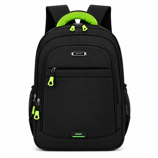 Rucsac de Scoala BOYSUN, 47x32x14 cm, Oxford, Negru si Verde