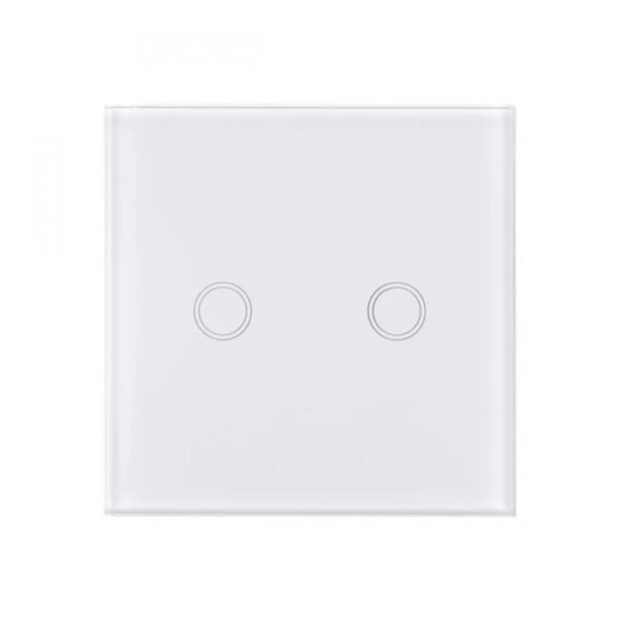 Double Touch Switch with Remote Control White Tempered Glass