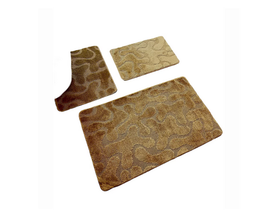 Set of 3 Bath Mats, 50x40 cm, Brown, Non-slip