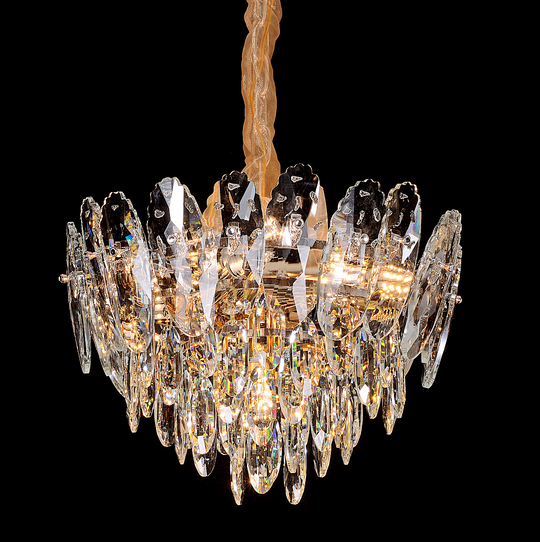 Crystal Chandelier, AURELIUS Nobile, 7xE14, Diameter 40cm, Shiny Gold, Adjustable Height, Metal and Crystal Crystal Chandeliers Default Title Alessandro Design