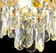 Crystal Chandelier Regalis 11x E14, Diameter 85cm, Shiny Gold, Adjustable Height, Metal and Crystal