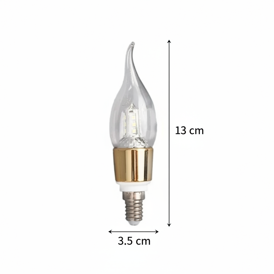 LED Bulb E14 Candle, 12W, Warm Light, 3000K, Gold