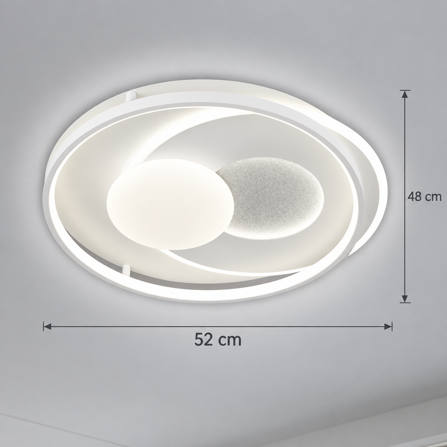 LED chandelier with remote control ISTARAVSHAN, Round shape, 86W, Cold/Warm/Neutral light, Dimmable, White