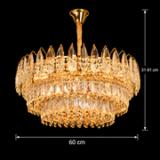 Crystal Chandelier MAJESTIC Magno 15x E14, Diameter 60cm, Shiny Gold, Adjustable Height