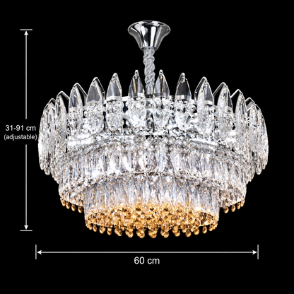 Crystal Chandelier MAJESTIC Magno 15x E14, Diameter 60cm, Shiny Chrome, Adjustable Height