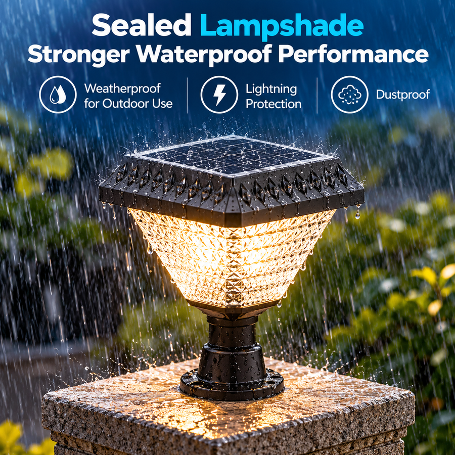 LED Solar Lamp for Outdoor Pole KATTAKURGAN, 8W, Warm/Cold/Neutral Light + RGB, Square Shape, Aluminum, Black, Dimmable