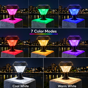 LED Solar Lamp for Outdoor Pole KATTAKURGAN, 8W, Warm/Cold/Neutral Light + RGB, Round Shape, Aluminum, Black, Dimmable
