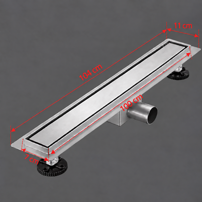 Floor Gutter Type Siphon 7 x 100 cm, Stainless Steel 304, Silver