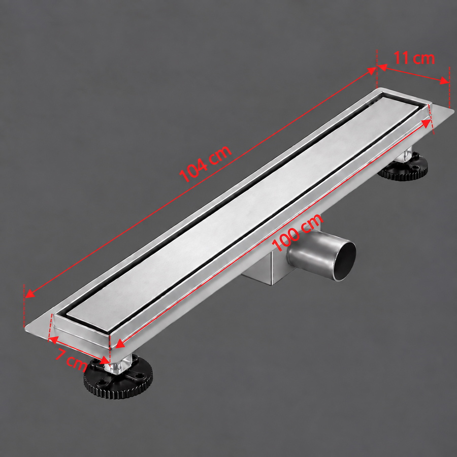 Floor Gutter Type Siphon 7 x 100 cm, Stainless Steel 304, Silver