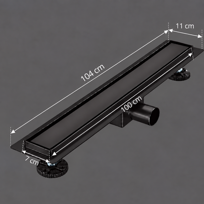 Floor Gutter Type Siphon 7 x 100 cm, Stainless Steel 304, Black