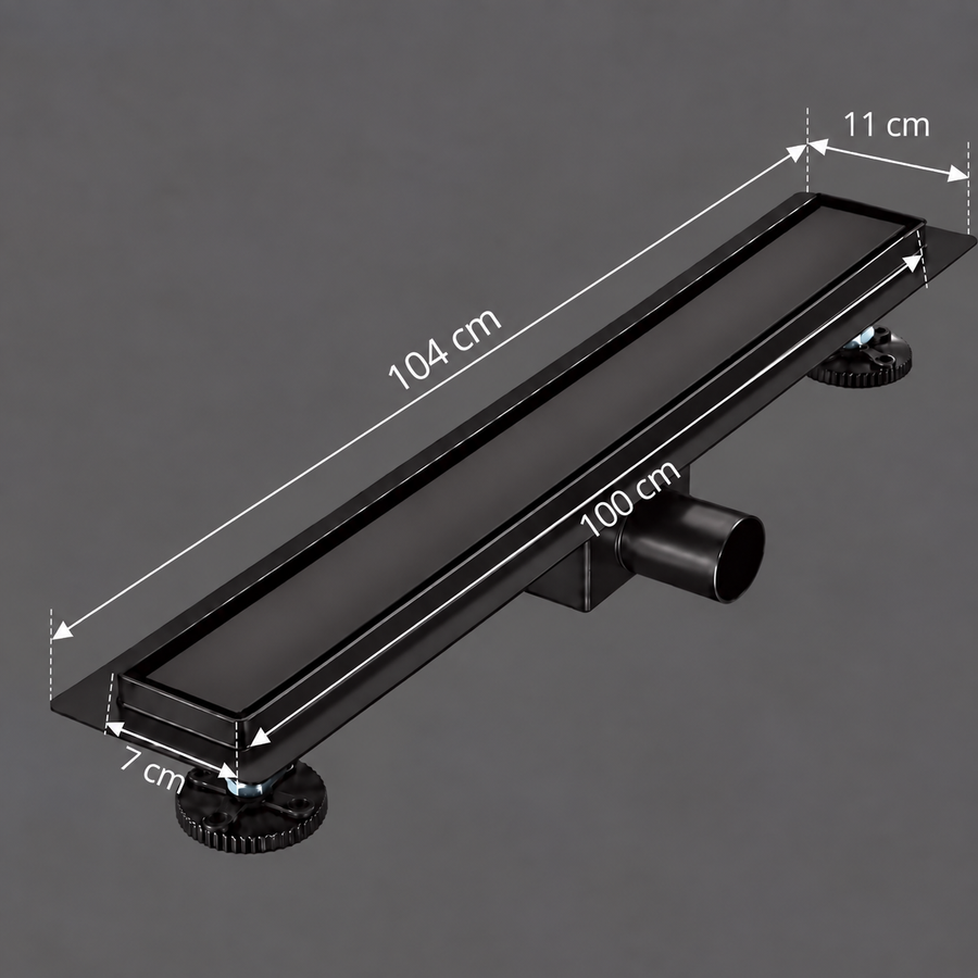 Floor Gutter Type Siphon 7 x 100 cm, Stainless Steel 304, Black